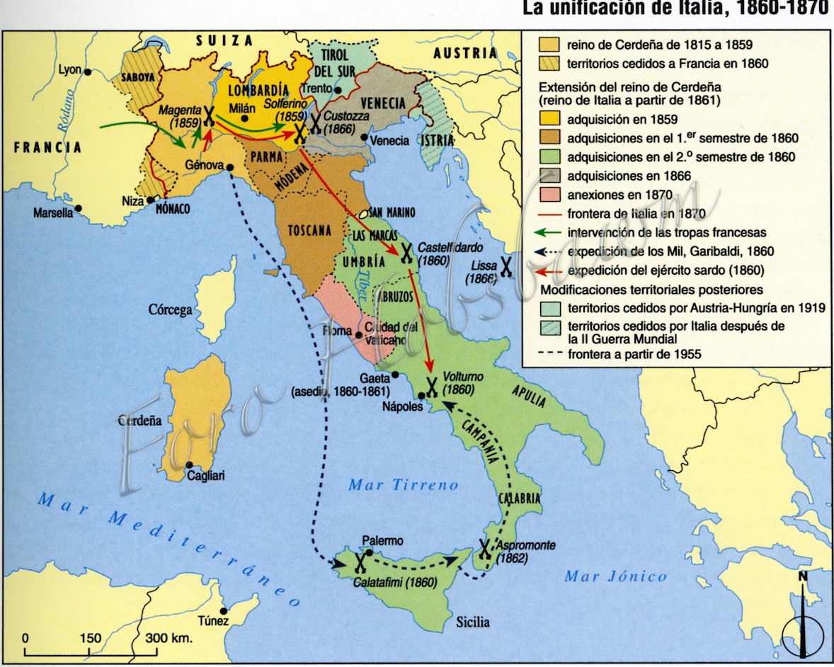 Resultado de imagen de mapa unificación italiana